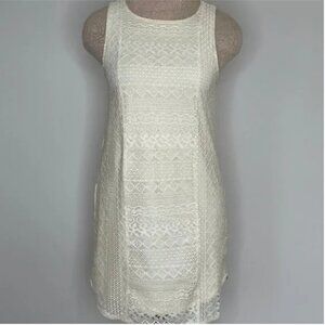 Monteau Cream Colored Lace Sleeveless Shift Dress Size XS